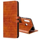 Crocodile Texture Wallet Leather Stand Phone Case Cover with Strap for Huawei Honor 20 Lite – Brown
