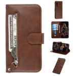 Zipper Pocket Wallet Stand Flip Leather Phone Cover for Huawei Honor 9X Pro/Honor 9X (For China) – Brown