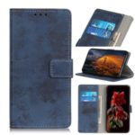 Vintage Style Leather Wallet Protection Phone Casing for Motorola One Macro – Blue