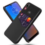 KSQ Cloth PU Leather Coated PC Protective Case with Card Slot for Motorola Moto E6 Plus – Black