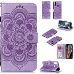 Imprint Mandala Flower Stand Leather Wallet Case for Motorola Moto E6 Plus – Purple