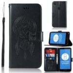Imprinted Dream Catcher Owl Leather Wallet Case for Motorola Moto E6 – Black