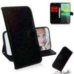 Dazzling Pure Color Leather Wallet Stand Cell Phone Case for Motorola Motorola Moto G8 Play/One Macro  – Black