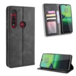 Vintage Style Stand Leather Wallet Stand Case for Motorola One Macro / Moto G8 Play – Black