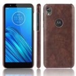 Litchi Skin Leather Coated PC Hard Case for Motorola Moto E6 – Brown