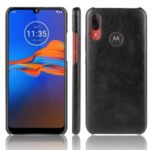 Litchi Skin Leather Coated Hard PC Back Shell for Motorola Moto E6 Plus – Black
