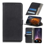 Litchi Skin Leather Wallet Phone Cover for Motorola Moto E6 Play – Black