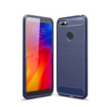 Carbon Fiber Brushed TPU Shell Case for Motorola Moto E6 Play – Blue