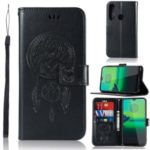 Imprint Dream Catcher Owl Wallet Leather Flip Cover for Motorola Moto G8 Play/One Macro – Black