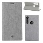 VILI DMX Cross Texture Leather Stand Case with Card Slot for Motorola One Macro / Moto G8 Play – Grey