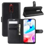 Litchi Skin Wallet Leather Cool Stand Case for Xiaomi Redmi 8 – Black