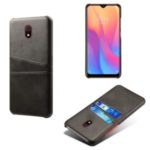 Double Card Slots PU Leather Coated Hard PC Case for Xiaomi Redmi 8A – Black