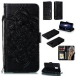 Imprint Mandala Flower PU Leather Wallet Case for Xiaomi Redmi 8 – Black