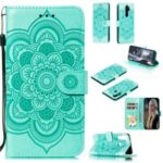 Imprint Mandala Flower Leather Wallet Case for Xiaomi Redmi Note 8 Pro – Cyan