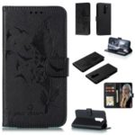 Litchi Skin Imprint Feather Flip Leather Wallet Phone Cover for Xiaomi Redmi Note 8 Pro – Black