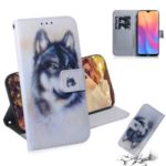 Pattern Printing Leather Wallet Case for Xiaomi Redmi 8A – Black and White Wolf