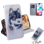 Pattern Printing PU Leather Wallet Stand Case for Xiaomi Redmi 8 – Black and White Wolf