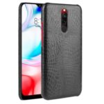 For Xiaomi Redmi 8 Case Crocodile Texture PU Leather Coated PC Phone Cover – Black