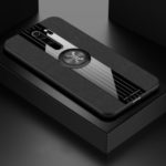 Cloth + TPU + Acrylic Hybrid Phone Case with Kickstand Shell for Xiaomi Redmi Note 8 Pro – Black