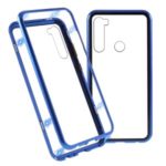 Magnetic Metal Frame + Tempered Glass Back Cell Phone Shell for Xiaomi Redmi Note 8 – Blue
