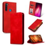 Business Style PU Leather Stand Phone Case with Card Slots Covering for Xiaomi Redmi Note 8 – Red