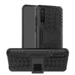 Cool Tyre Pattern PC + TPU Combo Case with Kickstand for Xiaomi Mi CC9/Mi 9 Lite/Mi CC9 Meitu Edition – Black