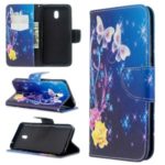 Pattern Printing Cross Texture Wallet Stand Flip Leather Phone Case for Xiaomi Redmi 8A – Flower and Butterfly