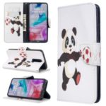 Pattern Printing PU Leather Wallet Case for Xiaomi Redmi 8 – Panda Playing Football