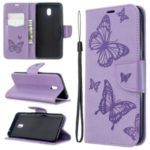 Imprint Butterfly Leather Wallet Stand Case for Xiaomi Redmi 8A – Purple