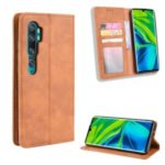 Retro PU Leather Cell Shell Casing for Xiaomi Mi Note 10/Note 10 Pro/CC9 Pro – Brown