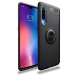 LENUO Metal Ring Kickstand TPU Back Case for Xiaomi Mi 9 Pro Built-in Magnetic Metal Sheet – All Black