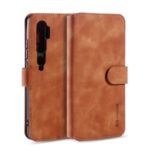 DG.MING Retro Style Wallet Leather Stand Protection Phone Case for Xiaomi Mi Note 10/Note 10 Pro – Brown