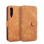 DG.MING Retro Wallet Leather Shell for Xiaomi Mi 9 Pro – Brown