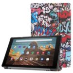 Pattern Printing Leather Tablet Cover with Tri-fold Stand for Amazon Fire HD 10 (2019) – Graffiti Pattern