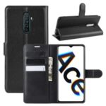 Litchi Surface Leather Wallet Stand Case for Oppo Reno Ace/Realme X2 Pro – Black