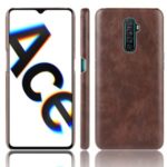 Litchi Texture PU Leather+PC Phone Cover for Oppo Reno Ace / Realme X2 Pro – Brown
