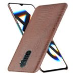 Crocodile Texture PU Leather Coated PC Back Shell for Oppo Reno Ace / Realme X2 Pro – Brown