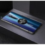 Finger Ring Kickstand TPU + PC + Metal Hybrid Case [Built-in Magnetic Metal Sheet] for OPPO Reno2 – Black
