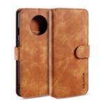 DG.MING Retro Style Leather Wallet Shell Stand Case for OnePlus 7T – Brown