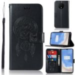 Imprinted Dream Catcher Owl Leather Wallet Case for OnePlus 7T – Black