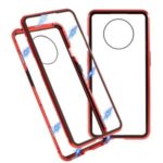Full Covering Magnetic Metal Frame + Tempered Glass Mobile Phone Cover for OnePlus 7T – Red
