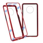 Magnetic Metal Frame + Tempered Glass Back Cell Phone Protective Case for OnePlus 7T – Red