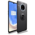 LENUO Metal Ring Kickstand TPU Cover Case for OnePlus 7T Built-in Magnetic Metal Sheet   – All Black