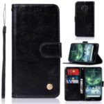 Premium Vintage Leather Wallet Case for Nokia 7.2 / 6.2 – Black