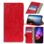 For Nokia 2.3 Phone Shell Crazy Horse Skin Leather Wallet Stand Case – Red
