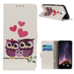 Pattern Printing Leather Wallet Case for Nokia 2.3 – Owls and Hearts