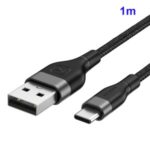 KUULAA 1M Nylon Braided Type-C USB Data Sync Charger Cable for Samsung Huawei Xiaomi – Grey