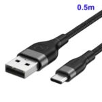 KUULAA 0.5M Nylon Braided Type-C USB Data Sync Charger Cord for Samsung Huawei Xiaomi – Grey