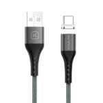 KUULAA 2M Nylon Braided Magnetic Type-C USB Data Sync Charger Cable with LED Indicator Light for Samsung Huawei Xiaomi – Grey