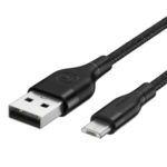 KUULAA 2m Aluminium Alloy Nylon Braided Mirco USB Data Sync Charger Cable – Black